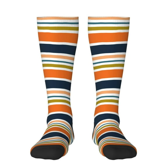 Easygdp Colorful Pastel Stripes Soccer Socks Sport Knee High Socks Calf Compression Athletic Socks for Men and Women