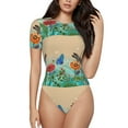 thumbnail image 1 of Easygdp Colorful Plants And Insects Women's One-Piece Swimsuit Slim Fit Crew Neck Bodysuit Athletic Swimwear with Concealed Buckle - Medium, 1 of 9