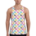 thumbnail image 1 of Easygdp Colorful Rabbit Men's Tank Top, Sleeveless Muscle T Shirts, Breathable, Quick-Dry, Loose for Gym, Running, Fitness - 3X-Large, 1 of 9