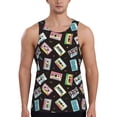 thumbnail image 1 of Easygdp Colorful Retro Tape Men's Tank Top, Sleeveless Muscle T Shirts, Breathable, Quick-Dry, Loose for Gym, Running, Fitness - Small, 1 of 9