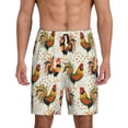 thumbnail image 1 of Easygdp Colorful Roosters Men's Short Pajama Pants, Sleep Shorts, Household Pants, Casual Pants with Pockets - X-Large, 1 of 9