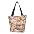 thumbnail image 1 of Easygdp Colorful Seashells Stylish Canvas Handbag Shoulder Tote Bag, Shopping Bag with Zip, Suitable for Buying Groceries, Office, Fitness, 1 of 9