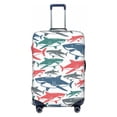 thumbnail image 1 of Easygdp Colorful Shark Double-Sided Printed Elastic Suitcase Protective Cover,Invisible Zipper, Business Trip Luggage Cases,Washable And Resistant To Falling -X-Large, 1 of 9