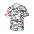 thumbnail image 1 of Easygdp Colorful Shark Men's Hawaiian Shirts Print Lapel Short Sleeve for Beach, vacation, party, casual occasions - Medium, 1 of 9