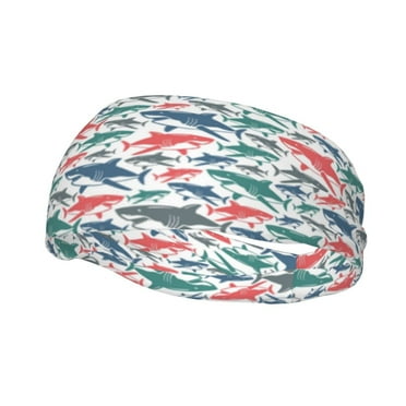 Easygdp Colorful Shark Sports Headband Non Slip Headband Unisex for Head Circumference 19.6 - 22.4 inch