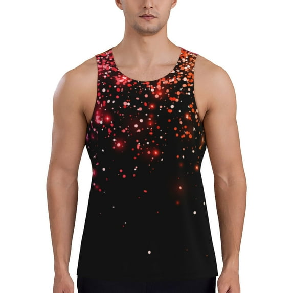 Easygdp Colorful Sparkling Men's Tank Top, Sleeveless Muscle T Shirts, Breathable, Quick-Dry, Loose for Gym, Running, Fitness - 3X-Large