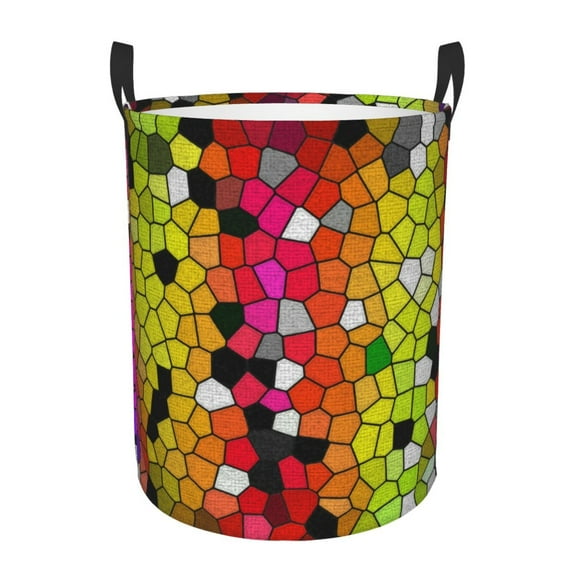 Easygdp Colorful Tie Dye Stained Glass 1 Large Dirty Clothes Hamper, Lightweight Storage Basket, Household Laundry Bag with Handle - Small
