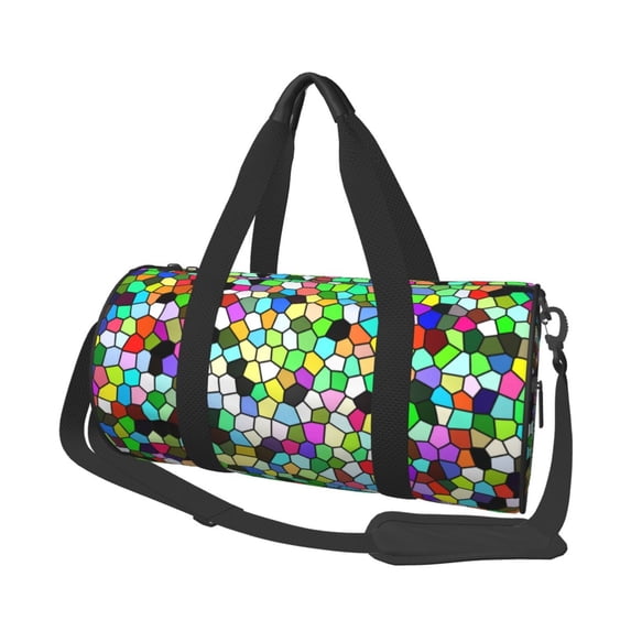 Easygdp Colorful Tie Dye Stained Glass Travel Bag, Camping, Weekend, Carry On Overnight Duffel Bag with Shoulder Strap