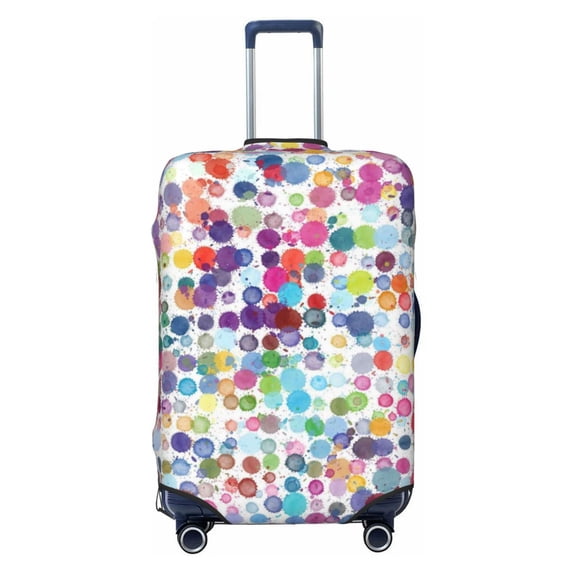 Easygdp Colorful Watercolor Dots Print Elastic and Washable Suitcase Protective Cover with Hidden Zipper Fits 18-32 inch Luggage -Small