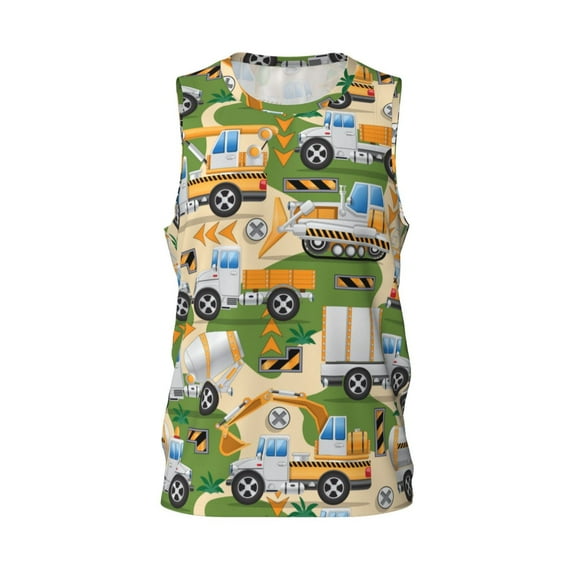 Easygdp Construction Machinery1 Men's Mesh Basketball Jersey Quick Drying Sleeveless Shirts Fitted Muscle Tank Tops Sport Round Neck T-Shirt - 4X-Large