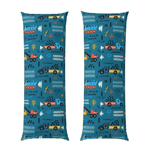 Easygdp Construction Trucks Long Body Pillowcase - Super Soft Microfiber Body Pillow Case - Envelope Closure, Cool, Anti-Fading- 20x54 in