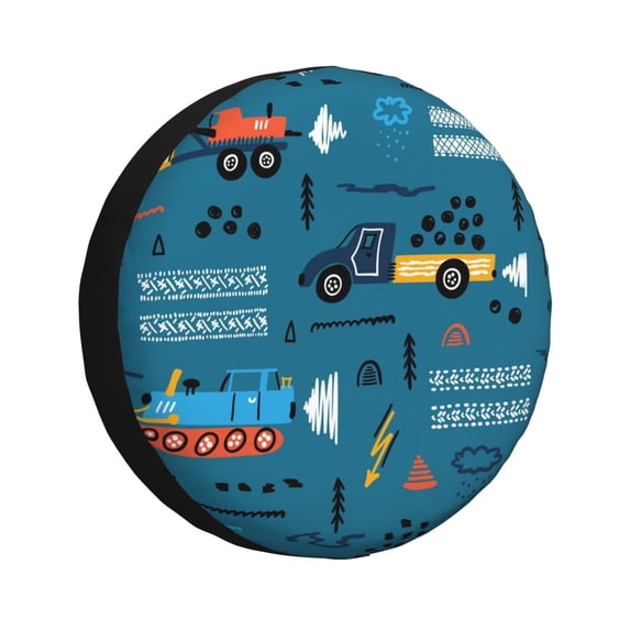 Easygdp Construction Trucks Wheel Sun Guard, Spare Tire Cover,Universal Trailer Suv Truck Camper Travel,Easy To Install And Remove -17 Inch