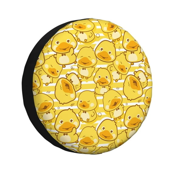 Easygdp Cool Duck With Yellow Strip Wheel Cover,Spare Tire Cover,4-17in Spare Tire Cover Universal Fit for Trailer, Car, Truck, SUV, Jeep-15 inch