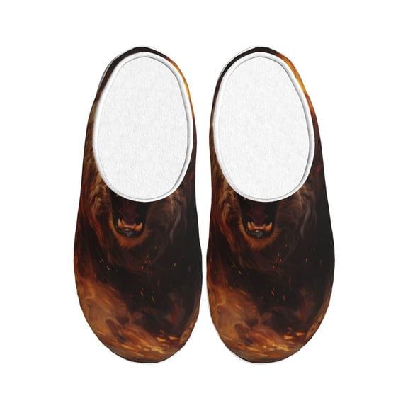 Easygdp Cool Fire Lion Slippers for Women Mens Winter Warm Home Slippers Plush Slip on House Slippers for Indoor Outdoor Shoes-11