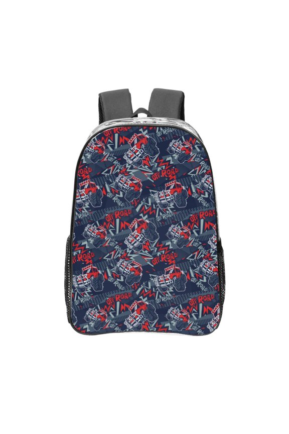 Cool Red Off-Road Vehicle Clear Backpack, Transparent Bookbag for School for Women Men, Capacity Clear Bag for College, Travel