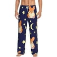 thumbnail image 1 of Easygdp Corgi Lying With Moons And Stars Men's Pajama Pant, Sleep Elastic Waistband Lounge Pants - Small, 1 of 9
