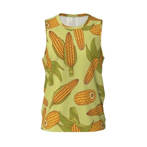 Easygdp Corn Men's Mesh Basketball Jersey Quick Drying Sleeveless Shirts Fitted Muscle Tank Tops Sport Round Neck T-Shirt - Large
