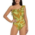 thumbnail image 1 of Easygdp Corn Women's One Shoulder Ruffle Monokini Bathing Suits with Removable Chest Pad, Quick Drying - Small, 1 of 8