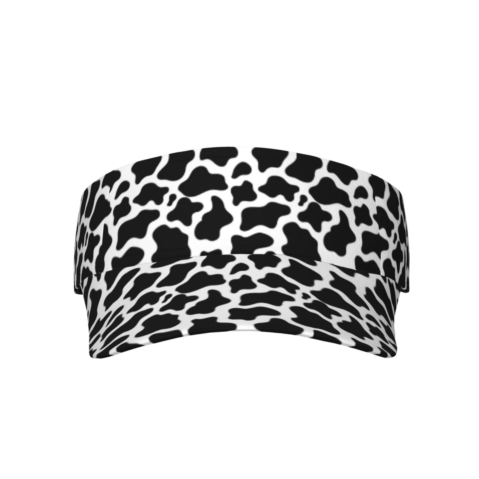Easygdp Cow Print Black White Stretchy Visor - Unisex Visor Hat for Men ...