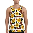 thumbnail image 1 of Easygdp Cow Print Sunflower Men's Tank Top, Sleeveless Muscle T Shirts, Breathable, Quick-Dry, Loose for Gym, Running, Fitness - Medium, 1 of 9