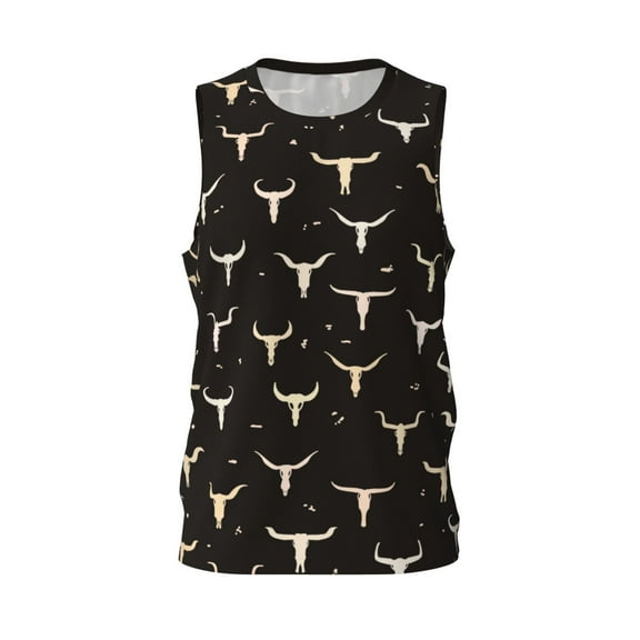 Easygdp Cow Skulls Men's Mesh Basketball Jersey Quick Drying Sleeveless Shirts Fitted Muscle Tank Tops Sport Round Neck T-Shirt - Small