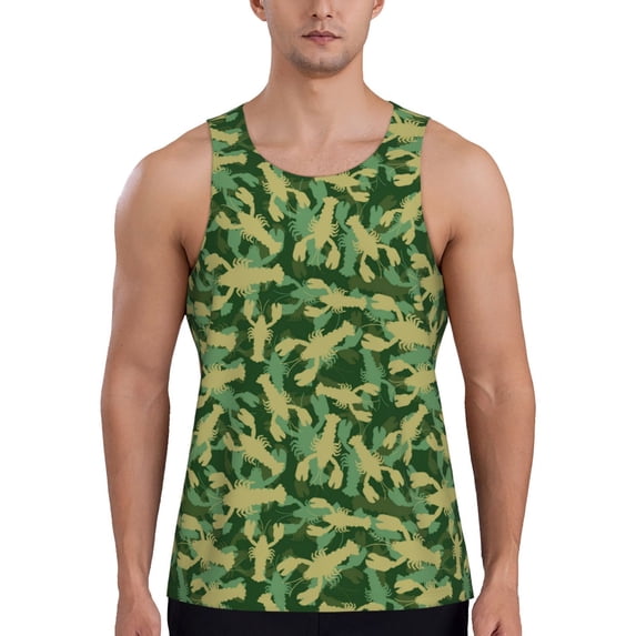 Easygdp Crayfish Army Men's Tank Top, Sleeveless Muscle T Shirts, Breathable, Quick-Dry, Loose for Gym, Running, Fitness - 4X-Large