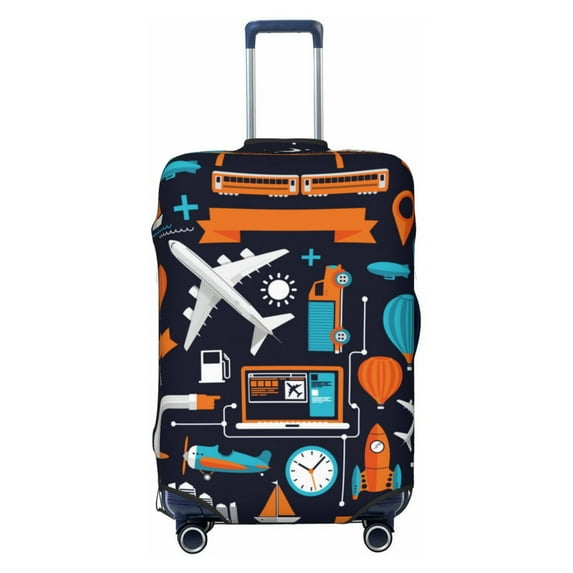 Easygdp Creative Transport Double-Sided Printed Elastic Suitcase Protective Cover,Invisible Zipper, Business Trip Luggage Cases,Washable And Resistant To Falling -X-Large