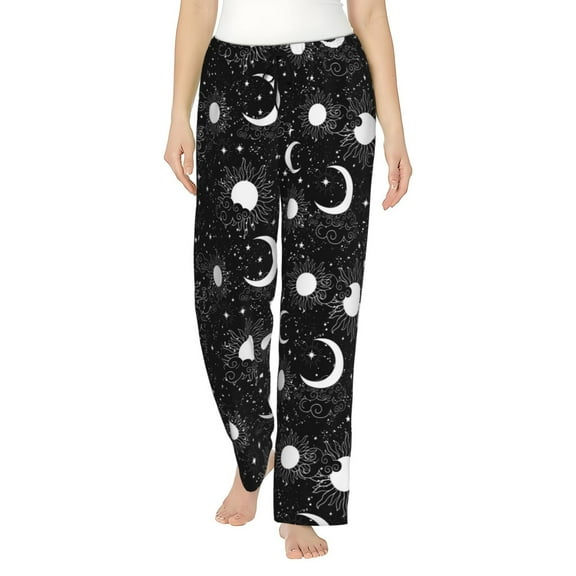 Easygdp Crescent and Stars Women's Drawstring Pajama Pants | Lounge Joggers Sweatpants | Comfy Sleepwear | Yoga Pants-X-Large