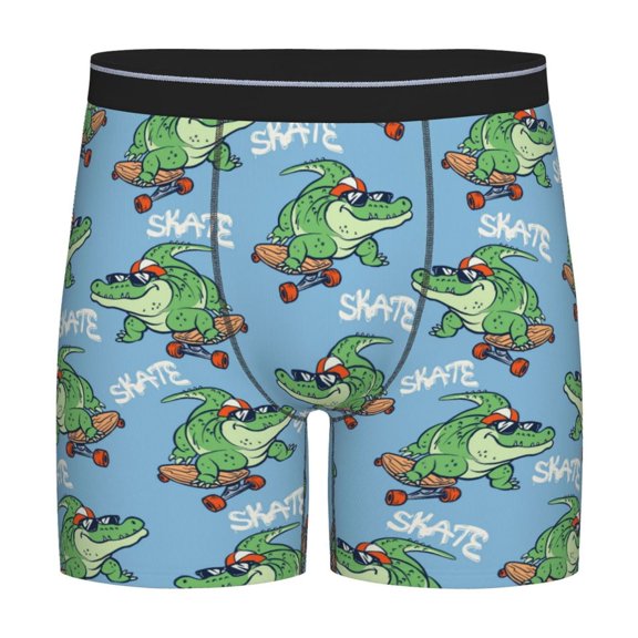 Easygdp Crocodile Riding Skateboard Men's Boxer Briefs Men’s Underwear Boxer Briefs for Men