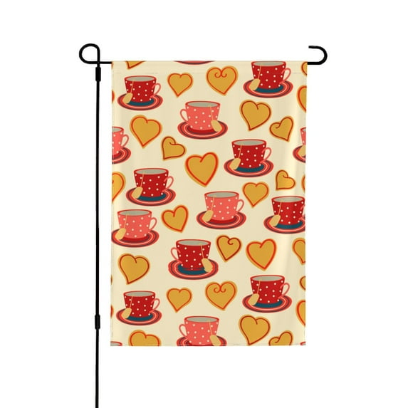 Easygdp Cups of Tea Garden Flag Yard Flag Welcome Flag, Double-Sided, Weather Resistant for Outdoor Decor - 28"x40"