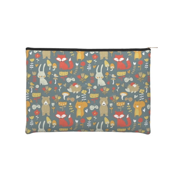 Easygdp Cute Animal Forest Makeup Bag Toiletry Bag Canvas Makeup Bags Zipper Cosmetic Pouch Travel Cosmetic Pouch for Women Gifts