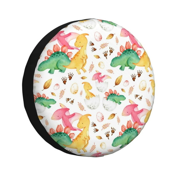 Easygdp Cute Baby Dinosaurs Automobile Tire Dust Cover, 14-17in Spare Tire Cover Universal Fit for Trailer, Car, Truck, SUV, Jeep - 16 inch