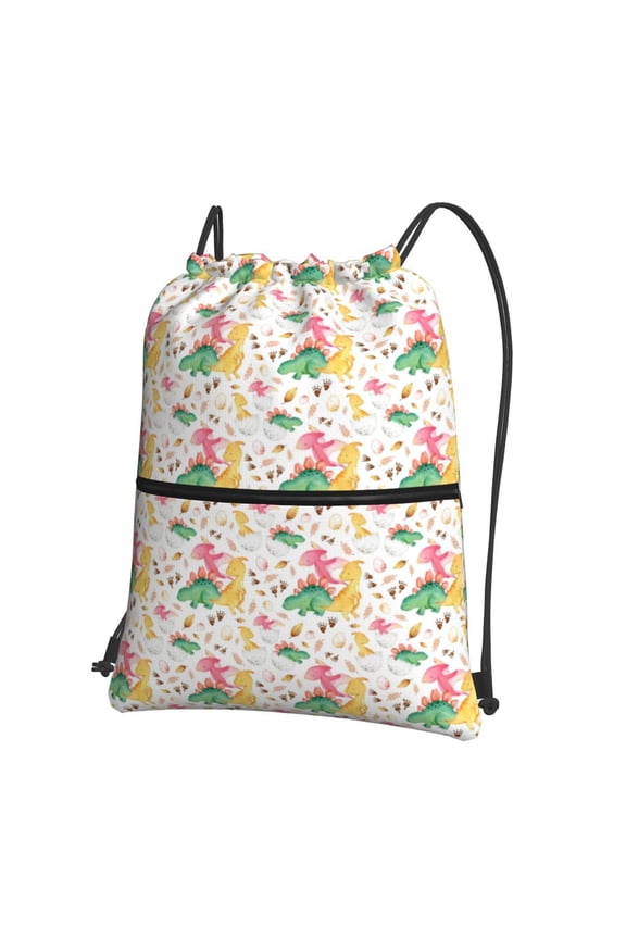 Cute Baby Dinosaurs Drawstring Backpack Gym Bag,Sport Gym Sackpack,Gym Sack with Side Pocket for Men Women