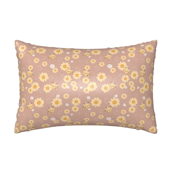 Easygdp Cute Bee Pillowcase 20×30 inches, Throw Pillowcase with Invisible Zipper for Bedroom, Sofa, Office