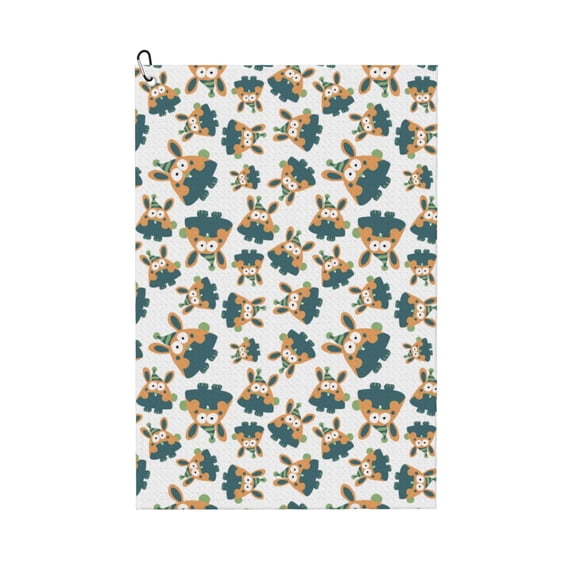 Easygdp Cute Bunny Golf Towel 24x16in for Men and Women with Carabiner Clip for Easy Attachment