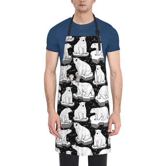 Easygdp Cute Cartoon Polar Bear Waterproof Apron with Pockets Adjustable Cooking Aprons Kitchen Bib Cute Apron for Kitchen, Cooking & Baking
