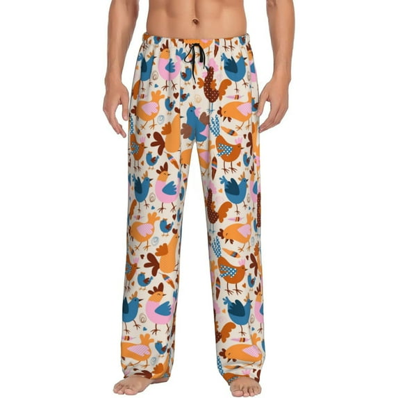 Easygdp Cute Chickens Men's Pajama Pant, Sleep Elastic Waistband Lounge Pants - Large