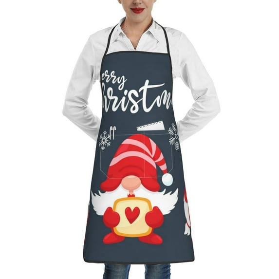 Easygdp Cute Christmas Gnomes (2) Apron Waterdrop Resistant with 2 Pockets,Oil Resistant Cooking Kitchen Chef Apron for Women Men