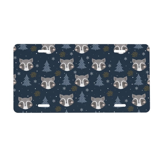 Easygdp Cute Christmas Tree Raccoon License Plate Car Front License Plate Car Decoration Car Accessories Front Tag Plate Standard Size