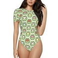 thumbnail image 1 of Easygdp Cute Chubby Frog Women's One-Piece Swimsuit Slim Fit Crew Neck Bodysuit Athletic Swimwear with Concealed Buckle - Large, 1 of 9