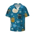 thumbnail image 1 of Easygdp Cute Colorful Owls And Trees Men's Casual Short-sleeved Shirt with Pocket and Button Suitable for Beach Vacation Leisure - 4X-Large, 1 of 7