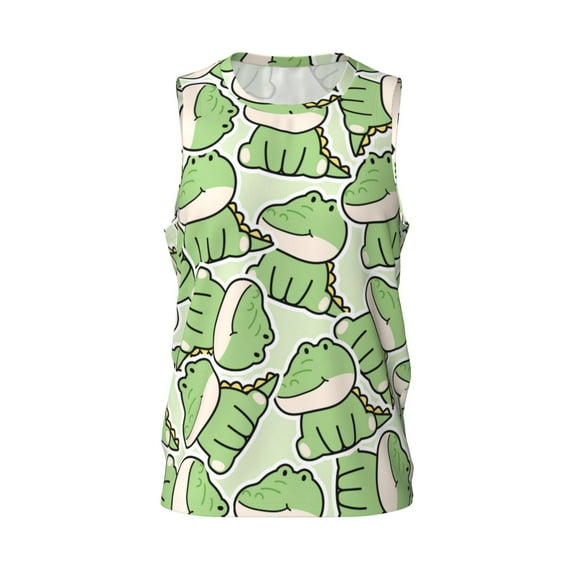 Easygdp Cute Crocodile Men's Mesh Basketball Jersey Quick Drying Sleeveless Shirts Fitted Muscle Tank Tops Sport Round Neck T-Shirt - 4X-Large