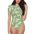 thumbnail image 1 of Easygdp Cute Crocodile Women's One-Piece Swimsuit Slim Fit Crew Neck Bodysuit Athletic Swimwear with Concealed Buckle - Large, 1 of 9