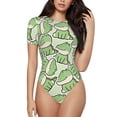 thumbnail image 1 of Easygdp Cute Crocodile Women's One-Piece Swimsuit Slim Fit Crew Neck Bodysuit Athletic Swimwear with Concealed Buckle - X-Large, 1 of 9