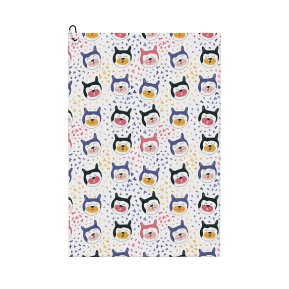 Easygdp Cute Dog Golf Towel 24x16in for Men and Women with Carabiner Clip for Easy Attachment