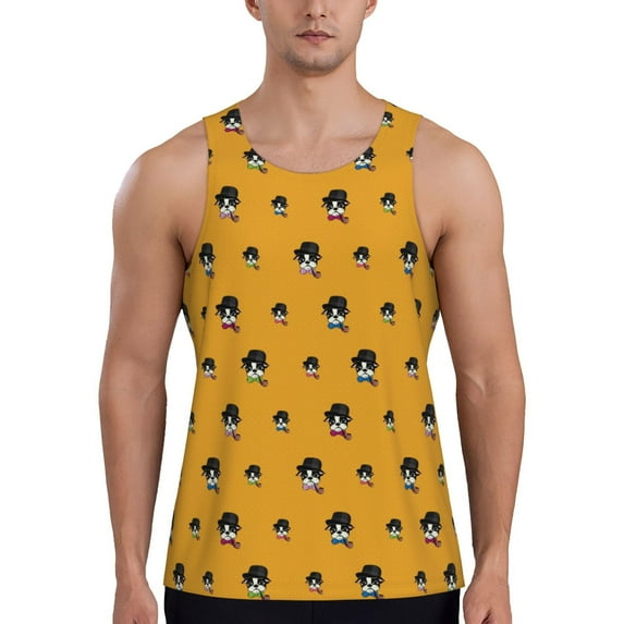 Easygdp Cute Dog Men's Tank Top, Sleeveless Muscle T Shirts, Breathable, Quick-Dry, Loose for Gym, Running, Fitness - 4X-Large