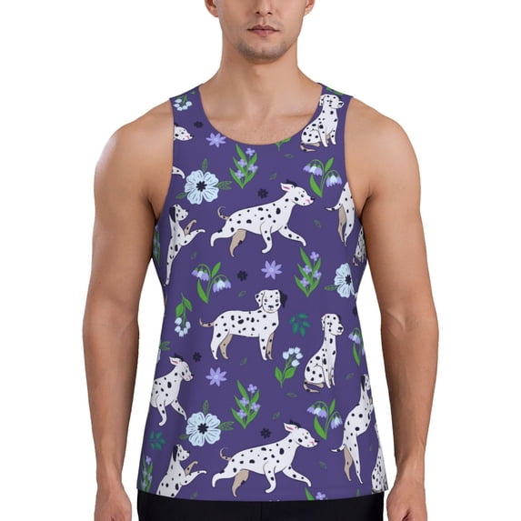 Easygdp Cute Dog Men's Tank Top, Sleeveless Muscle T Shirts, Breathable, Quick-Dry, Loose for Gym, Running, Fitness - Medium