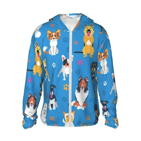 Easygdp Cute Dogs Lightweight Long Sleeve Sun Shirt Sports long-Sleeved Sun Protective Clothing, Quick Drying Breathable - 3X-Large