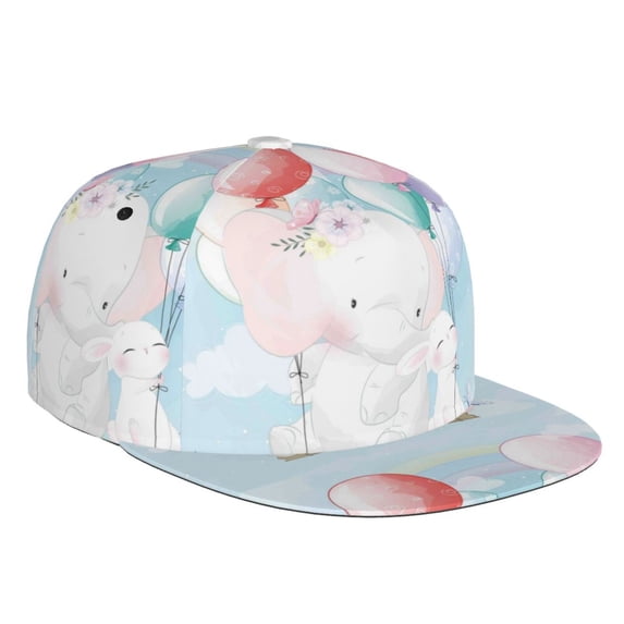 Easygdp Cute Elephant Baseball Cap with Adjustable Flat Suitable for Head Circumference 22.4-23.6 in