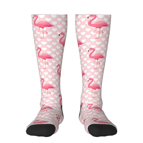 Easygdp Cute Flamingo With Heart Fashionable Adult Sockings&Sports Sockings&Breathable Sockings, Non-Pilling,Contrasting Color Design